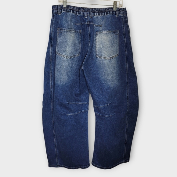 Blue Velvet Barrel Leg Jeans XL Dark Blue Denim - Picture 5 of 7